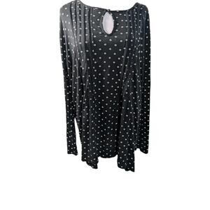 J.Jill Wearever Top Women's Size Medium Black Ditsy Floral Shirt Keyhole Pleated